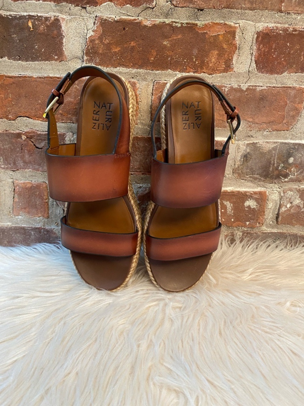 Naturalizer Patience Platform Brown Leather Sandals, Size 9.5 - Picture 8 of 16